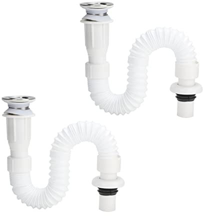 2Pcs Expandable & Flexible Drain, Flap Type Universal Kitchen Bathroom Basin Water Drain Hose, Down Trap Tubing Pipe Draining Accessories, Corrosion Resistant and Easy to Install