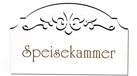 Speisekammer Türschild Schild Holz graviert Ornamente selbstklebend Vorratsraum Türdeko 15,5 x 9,5 cm