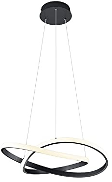 lightling LED Pendelleuchte Wibke, Ringe mit Acrylabdeckung, Korpus aus schwarz matt Metall, fest verbaute LED Technik (27W), dimmbar (Switch Dimmer), Höhe zur Decke: max. 150 cm, Durchmesser: 60 cm