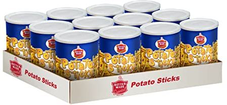 Better Made Potato Sticks 5oz Canister - (Original, 12 Can Tray) - Shoestring Potato Sticks - Gluten Free - Crunchy, Crispy Snack from Fresh Potatoes - Resealable Lid