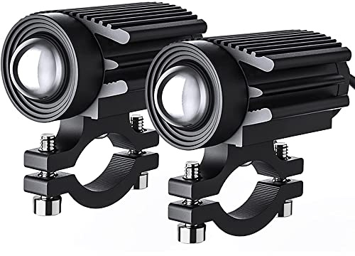 Riloer - Faros auxiliares LED para motocicleta, mini faros LED tricolor, faros antiniebla, super luminosos amarillo blanco auxiliar para motocicletas, jeeps, camiones, tractores, remolques, SUV, ATV