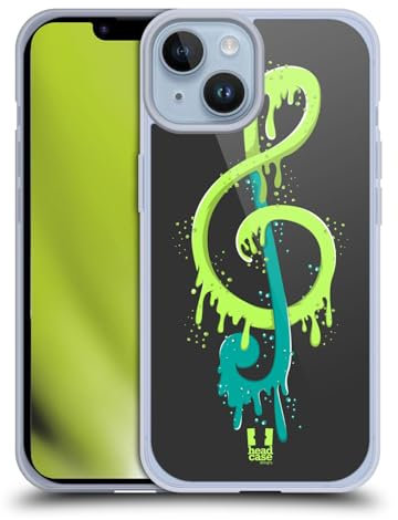 Head Case Designs Fondu Art de G-Clé Coque en Gel [Protection de Qualité Militaire] Compatible avec Apple iPhone 14 Et Compatible avec MagSafe