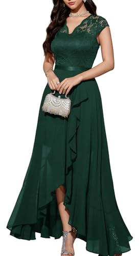 Bboninedress Robe de Soirée Cocktail Longue Asymétrique pour Mariage Invité Bal de Promo Anniversaire Cérémonie en Mousseline de Soie