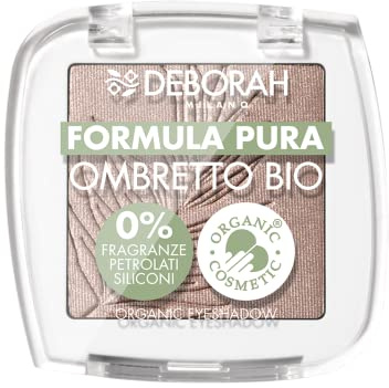 Deborah Eyeshadow Mono Organic Formula Pure Colour No. 07 Taupe, with Ingredients 100% Natural Origin, Vegan and Animal Friendly