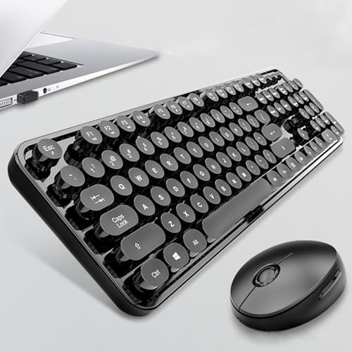 2,4 G Kabellose Tastatur- und Maus-Kombination, Retro-Punk-Stil, 30 M Kabellose Reichweite, Keine Verzögerung, Komfortables Tippen, Energieeinsparung, 104 Tasten, fürXP/7/8/10
