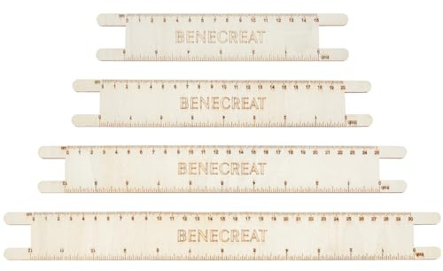 BENECREAT 4 Stück Hölzernes Makramee-Schnur-Messwerkzeug, Makramee-Wandbehang-Werkzeug Geflochtene Schnur Maßlineale Für Handwerk, Handgefertigte Arbeiten, Bastelbegeisterte, 15/20/25/30cm