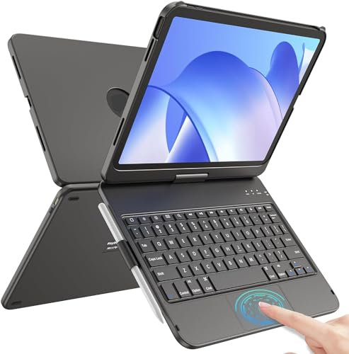 aMZCaSE Clavier pour iPad 10/11 Ème Generation (10.9Pouces 2022/11 Pouces A16 2025) avec Housse de Protection Rotative à 360° Porte-Stylet étui Clavier Rétroéclairé 7 Couleurs rétro-éclairé(Français)