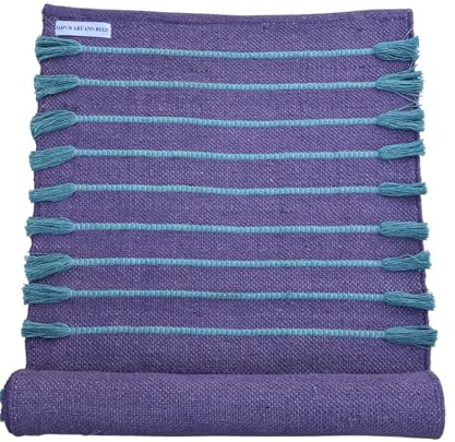 Jaipur Art & Rugs Yogamatte aus Baumwolle, umweltfreundlich, handgewebt, dicke Matte (61 x 183 x 5 mm) für den täglichen Gebrauch zu Hause, bequem und extra lang