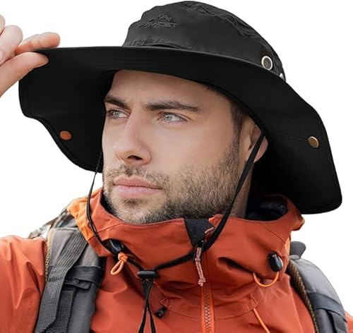 TOP-EX XL/XXL herr solhatt, brett brätte UPF 50+, vattentät, stora utomhussommarhattar för promenader, fiske, camping, vandring, segling, vikbar, justerbar, 54–66 cm
