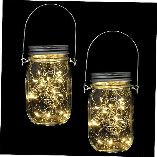 Amosfun Glass Jar Light Mason Jar Lamp 2pcs Warm White and Colorful Led Bottle Light Decor for Home and Garden Ambient Lighting Without Batteries
