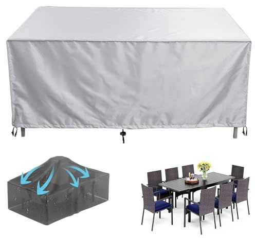 LSYALUCK Abdeckung für Gartenmöbel - 200x140x90cm Multi Größe Gartenmöbel Abdeckung wasserdichte Schutzhülle - 600D Abdeckhaube Gartentisch Rechteckig, Schutzhülle Tisch für Gartentisch Sitzgruppe