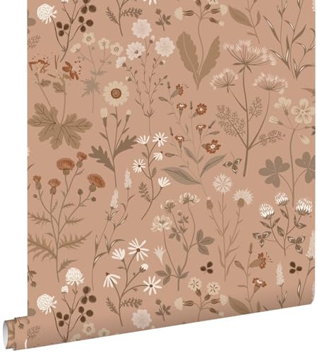 papier peint fleurs des champs marron terracotta 53 cm x 10.05 m - ESTAhome