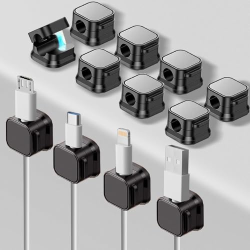 12 Stück Kabelhalter Kabelclips Selbstklebende Kabelclips Kabel Organizer für Schreibtisch,HDMI, USB, Audiokabel,Nachttisch, Ladekabeln,（Schwarz）