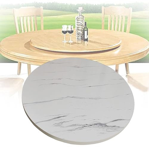 Grand plateau de service rond en bois avec roulements pour hôtels, restaurants et services de cuisine, pas de montage nécessaire, 60 cm, blanc