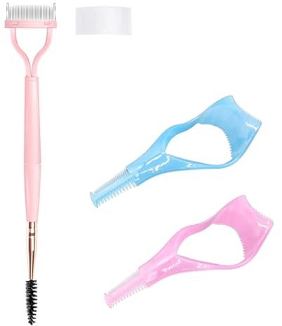 VURYAPI 3-teiliger Wimpernkamm, Augenbrauenpinsel, Make-up-Pinsel, entworfen für Mascara-Werkzeuge, Mascara-Schutz-Applikator-Führungshilfe mit Wimpernkamm, 3-in-1-Make-up-Kosmetik-Wimpernwerkzeug