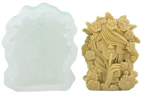 zuousxbs Molde Silicona para Velas Hada Flores Molde Escayola 3D para Niña Herramienta para Hacer Pasteles Y Chocolate Moldes Jabón Yeso Resina
