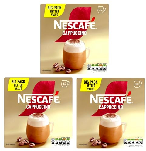 NESCAFÉ Cappuccino x12 Instant Coffee Sachets (Pack of 3, Total 36 Sachets)