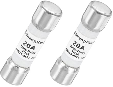 QUARKZMAN 2er Packung Glas Sicherung 20A, Träge Feinsicherung 10X38mm Zeitverzögerungssicherung 600V AC für DIY-Inverter-Schaltkreisplatine