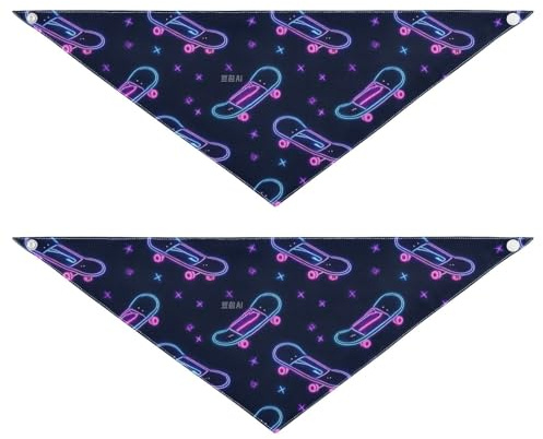 Buntes Neon-Fluoreszierendes Skateboard-Hundehalstuch, Druckknopf, Uni, für Welpen, Katzen, Haustier-Schal, niedliches Haustier-Urlaubszubehör, Dekoration für Hunde und Katzen
