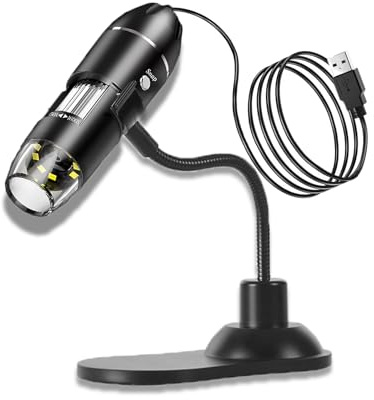 Microscopio Digitale USB 1000X VGE,Microscopio Elettronicocon Professionale Portatile, Messa a Fuoco Ultra-Precisa, per Industria/Laboratorio/Scuola, Incluso Supporto Regolabile Nero