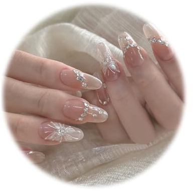 JYNVO Faux Ongles 1 ensemble 24 pochettes à ongles papillon franges (adapté à la décoration des ongles pour femmes)