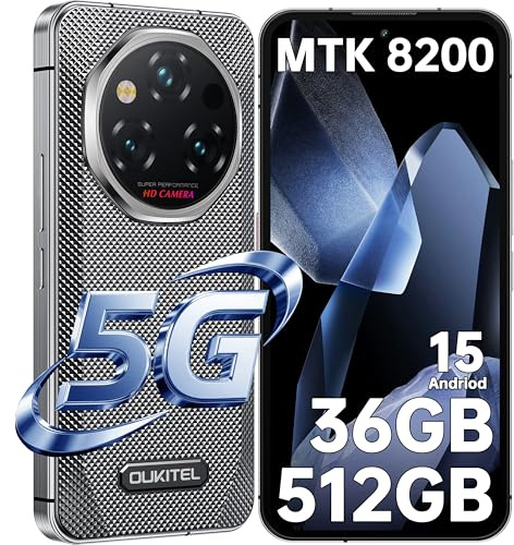 OUKITEL WP210 Rugged Smartphone 5G, Dimensity 8200+ 5G Phone, 36GB+512GB, 6.7 FHD+ AMOLED, 108MP+32MP Camera, 45W Fast Charge, Rugged Phones Android 15, 13.7mm Slim, Support OTA, NFC, GPS, Black