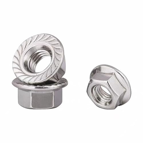 Yesmin 12 Pcs M8 Stainless Steel Serrated Flange Hex Nuts - Anti-Vibration Lock Nuts for Secure Screw Connections