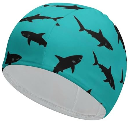 High Elasticity Swim Caps to Keep Your Hair Dry and Clean Breathable Fit Both Long Hair Short Hair Shark