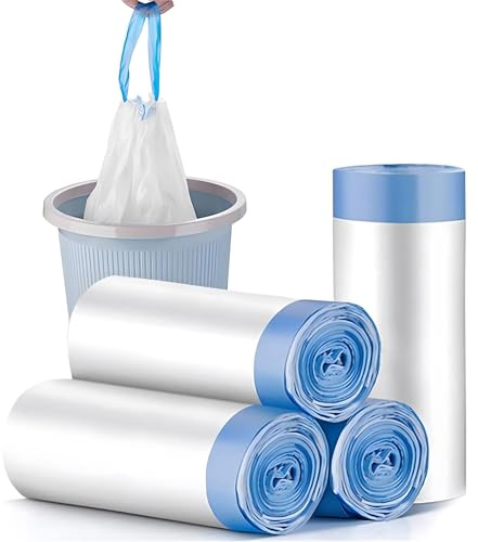 120 Stück Müllbeutel Groß Mülltüten mit Zugband Müllsäcke Langlebige Reißfest & Hochbelastbar Mülleimerbeutel für Wohnzimmern Büros Badezimmer Toilette Katzentoilette Camping Verdickung - 45x50cm/15L