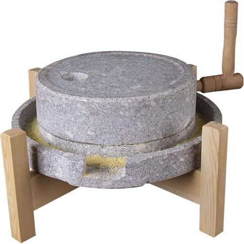 Hand Crank Grain Mill Grinder with Wood Stand for Rice, Coffee, Wheat, and Beans