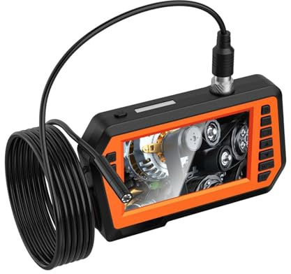 JQGADL Telecamera di Ispezione Tubi,Tripla Lente Videocamera per Ispezione Tubi,Telecamera Endoscopio Industriale con 6 Luci LED Regolabili, per Conduttura Ispezioni(Size:10 M/32.8 FT,Color:Orange)