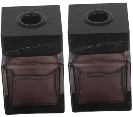DOITOOL 2 Piezas Botella Difusora Cuadrada de Vidrio con Tapa de Madera Frasco Recargable para Aceites Esenciales Ambientador Portátil para Coche y Decoración del Hogar