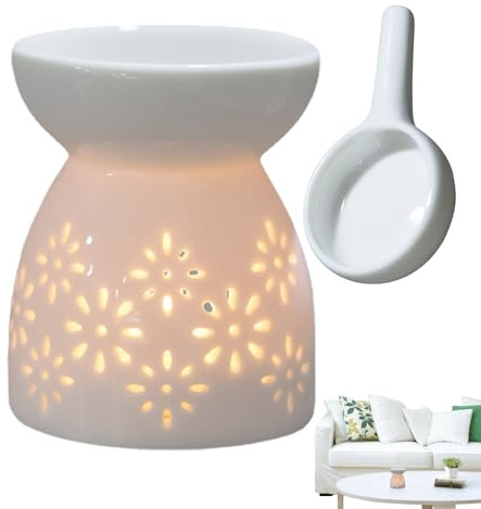 Ceramic Wax Melt Burners 9x7x7cm - 50ml Hollowed Oil Burner For Scented Oil, Tea-light Candle Holder, Scented Oils & Candle Furnace, For Meditation & Relaxation, Christmas Decor, Housewarming Gift
