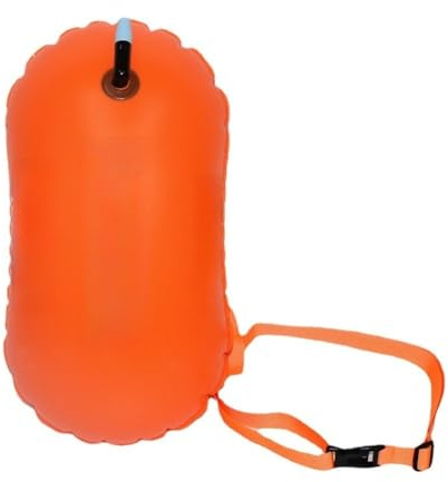 MoSundi Bola antiahogamiento, flotador de natación con bolsa de aire individual con inflado rápido, boya de seguridad de PVC grueso para natación en aguas abiertas, compacto y ligero, 24 x 15 x 3 cm