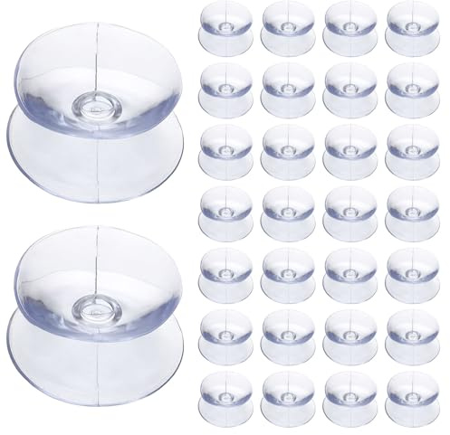 sourcing map Lot de 30 ventouses double face, entretoises de table en verre de 2,3 cm, coussinets en silicone transparent pour tables de terrasse, miroir, planche à découper