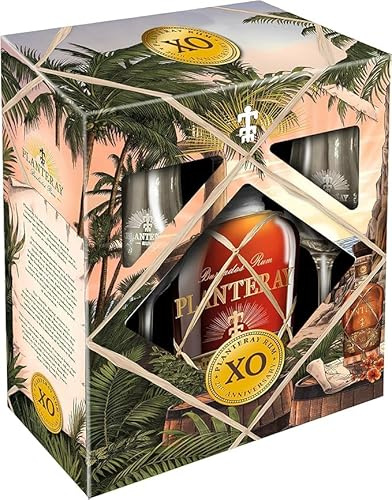 PLANTERAY RHUM - XO 20th Anniversary Coffret - Bouteille 70 cl + 2 verres