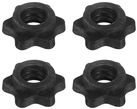 YELARXI Dumbbell Collars, Barbell Spin Lock Hex Nuts Anti Slip Weight Lifting Clip 1 & 4 Pack & Plastic & Black - Fitting for (1 Standard Barbell - Dumbbell)