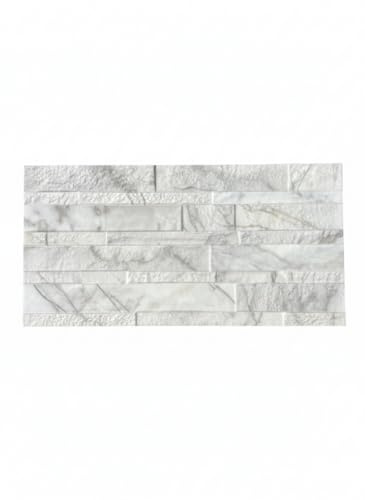 Piastrella Mattonella Gres Porcellanato Effetto Pietra e marmo bianco sfumato dim 25 x 50 cm, 10 Pezzi, 1,25 mq, per Rivestimento Interno/Esterno