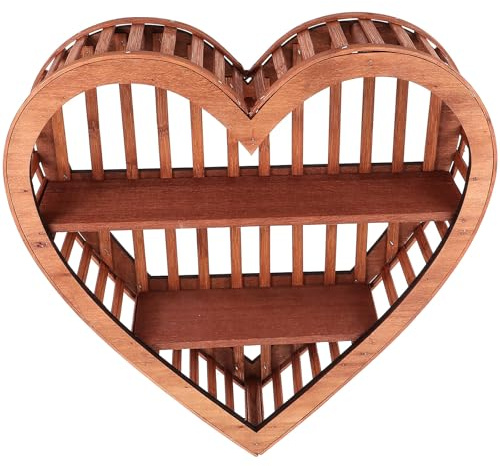 AMUSLESUR Mensola da Parete in Legno a Forma di Cuore Design a Livelli, Facile da Installare, per Decorare Camere da Letto e Spazi Domestici