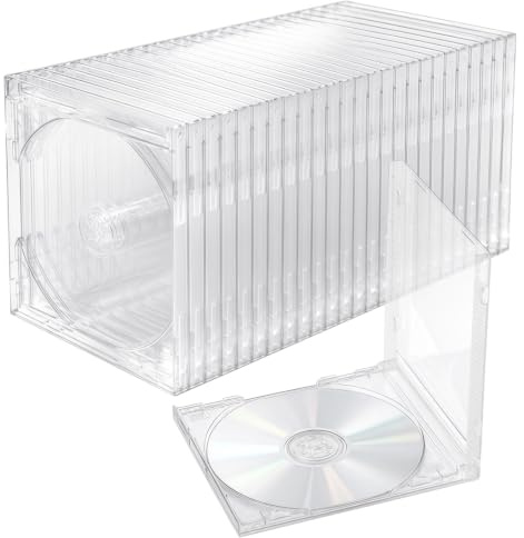 25 Pcs CD Jewel Cases, Clear Standard Blank CD Case, Sturdy Thickened, DVD Protection Cover