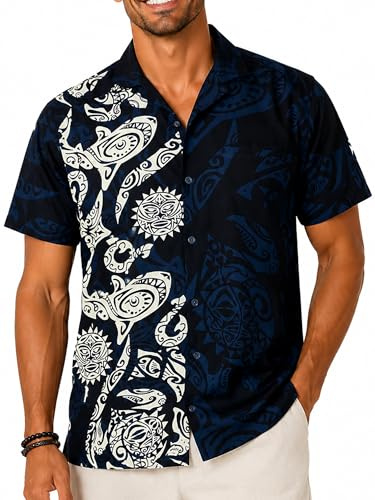 King Kameha Funky Camisa-Hawaiana, Manga-Corta, Maori-Wedding, Negro, L