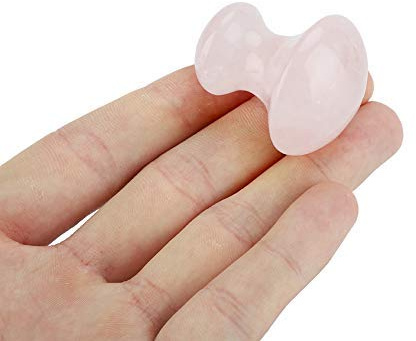 Rosenquarz Gua Sha Massage Stein für Gesicht und Augen, Naturstein Massagewerkzeug für Lymphdrainage, Schwellungsreduzierung und Hautpflege, handliche Waschraum Form, 4,1 x 3,6 x 2,3 cm