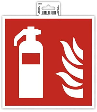 Exacompta 67031E Feuerlöscher Klebeschild 20x20cm Rot-Weiß aus UV-beständigem PVC Hinweisschild Schilder Warnhinweis Sticker Aufkleber Türschild