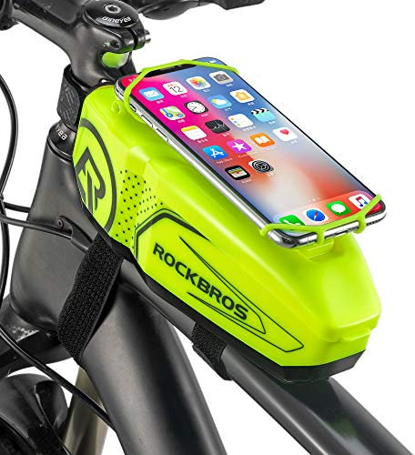 ROCKBROS Top Tube Fahrrad-Handytasche, Fahrradtasche mit Handyhalterung, Fahrrad-Zubehör, Aufbewahrungstasche, verstellbar, kompatibel mit iPhone 11 12Pro XR 6,5 Zoll