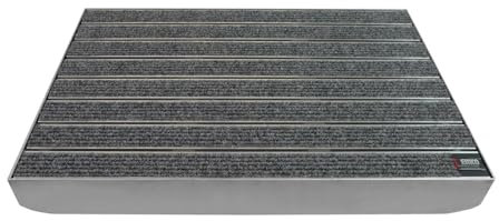 EMCO Eingangsmatte DIPLOMAT Large Rips hellgrau + ALU Bodenwanne Fußmatte Schuhabstreifer Fußabstreifer, Größe:600 x 400 mm