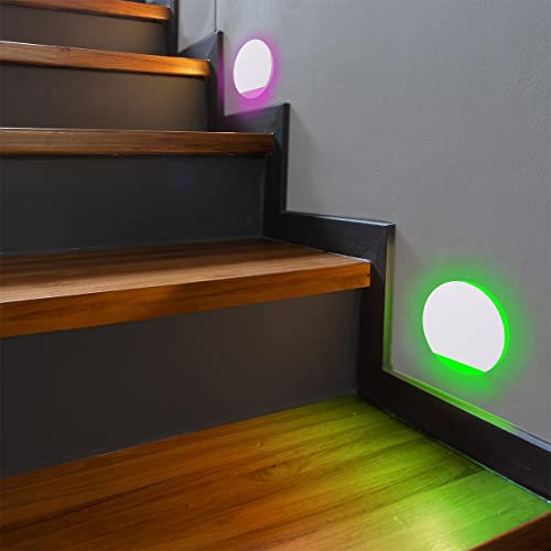LongLife LED Stufenlicht 230V Treppenbeleuchtung rund eckig weiß - Unterteil Lichtfarbe: Smart Tuya RGB CCT 5W
