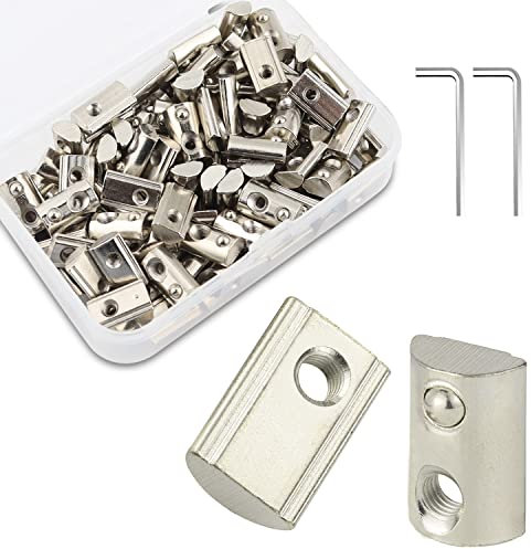 Dado a T-Scanalatura Dadi scorrevoli T-Nut in Acciaio al Carbonio Dadi a T a Testa di Martello con Chiave Esagonale per 2020 Profili in Alluminio T Slot 100 pezzi (M3)