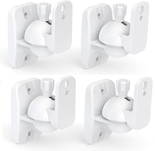 HomeMount Wall Mount Brackets - Universal Speaker Mounts, Bookshelf Speaker Kit, Supports Up to 8 lbs, 4 Pack, White