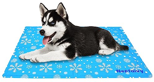 Nepfaivy Kühlmatte Kühldecke für Hund und Katze - Hunde Kühlmatte Selbstkühlend mit Ungiftiges Gel, Hundekühlmatte Katzen Kaltgelpad für Mittelgroße Haustiere oder Mensch, 65x50cm