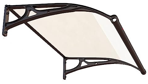 HUHJYUGE Auvent de Porte Fenêtre 100x120cm, Marquise Porte D'Entree UV Protection, Pluie et Neige Protection Coupe-Vent, Solide Marquise D'Entrée Extérieur Balcon avec Support